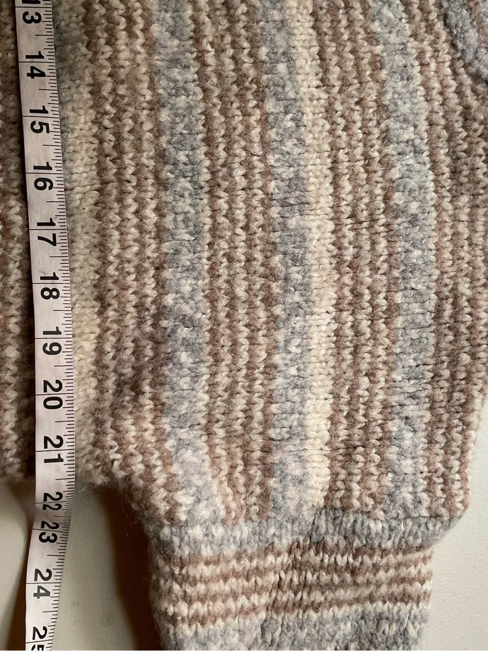 Esmara Knit Striped Sweater Gray Beige Cream Mock Neck Soft Cozy Size S
